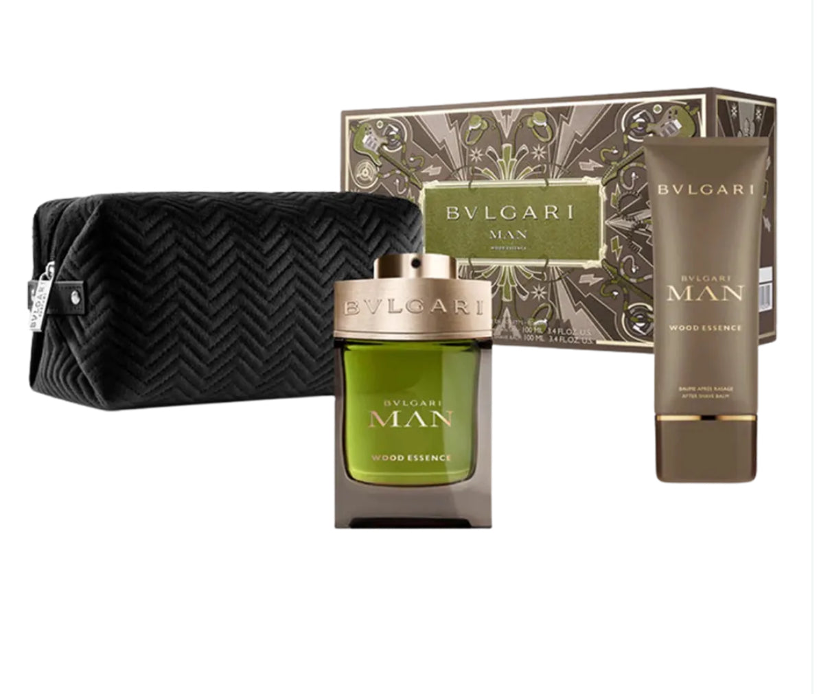 ORIGINAL BVLGARI Man Wood Essence Eau De Parfum Men's Gift Set - 3Pcs