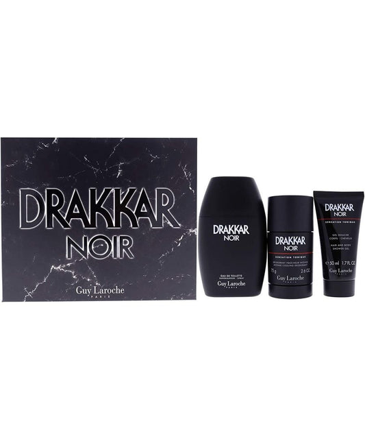 ORIGINAL Guy Laroche Drakkar Noir Eau De Toilette Men's Gift Set - 3Pcs